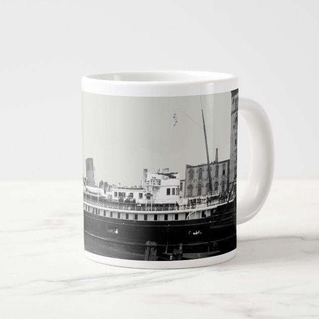 Caneca De Café Grande Excelente Lagos Navio Virginia @ Milwaukee 1890's  (Frente Esquerda)