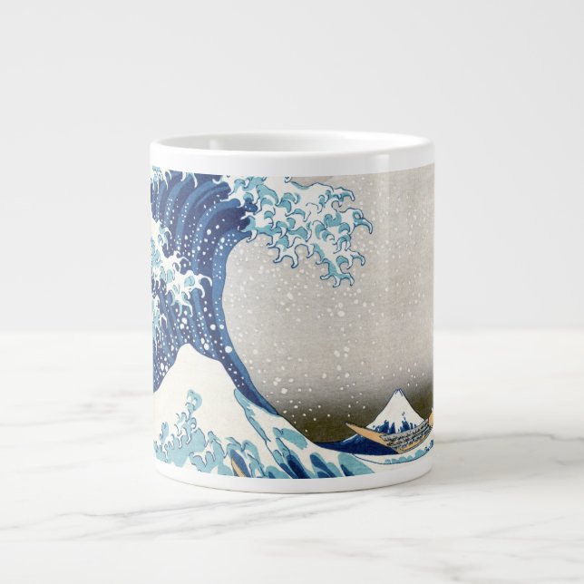 Caneca De Café Grande Excelente Wave Off Kanagawa Hokusai Fine Art (Frente)