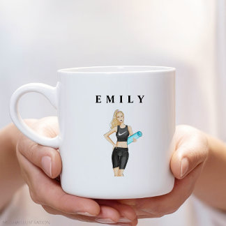 Caneca De Café Grande exercício físico, ioga, personalizado