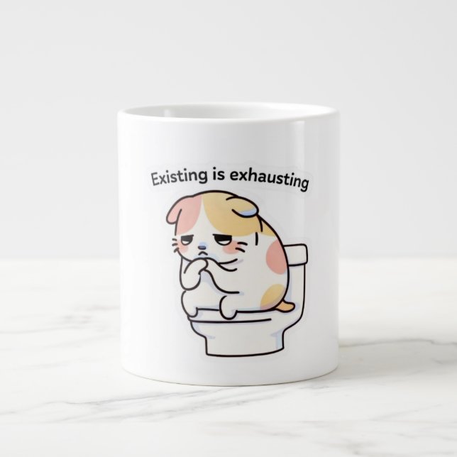 Caneca De Café Grande Existing Is Exhausting Funny Coffee Mug (Frente)