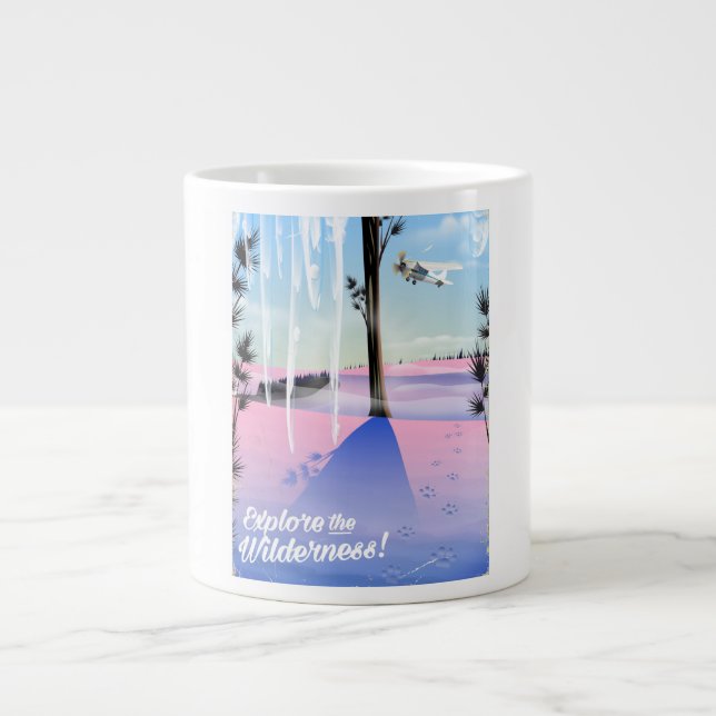 Caneca De Café Grande Explore a vida selvagem! Pegadas de animais no inv (Frente)