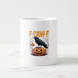 Caneca De Café Grande F-Caw-F Camiseta Clássica de Halloween Corvo Abóbo