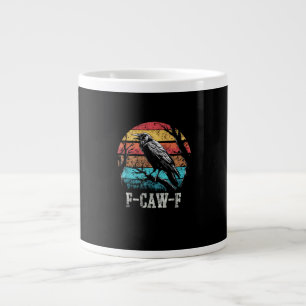 Caneca De Café Grande F-Caw-F Corvo Retro Pôr do Sol Trocadilho Pássaro