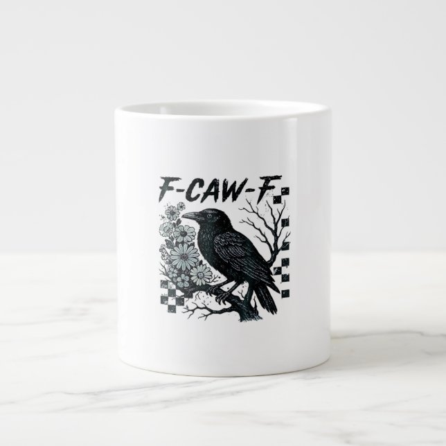 Caneca De Café Grande F-Caw-F Crow Bird Retro Classic (Frente)