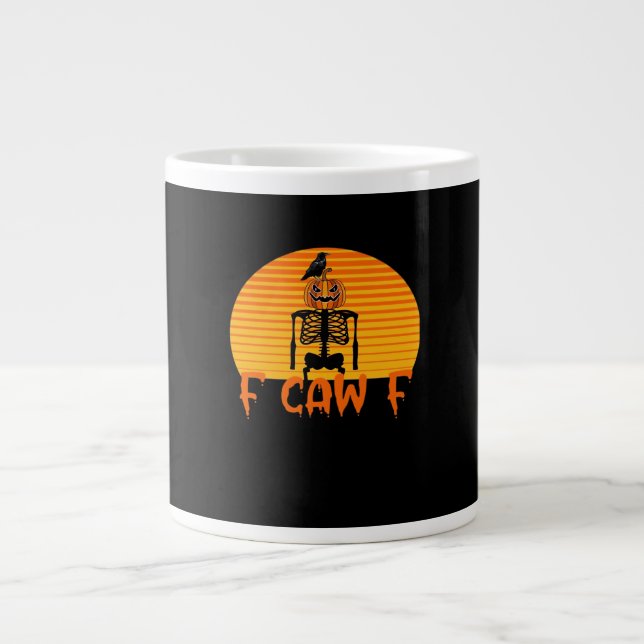 Caneca De Café Grande F-Caw-F Crow Clássico Estético Casual (Frente)