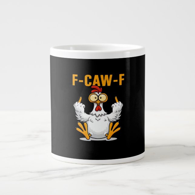 Caneca De Café Grande F-Caw-F Frango Clássico Divertido Moderno (Frente)