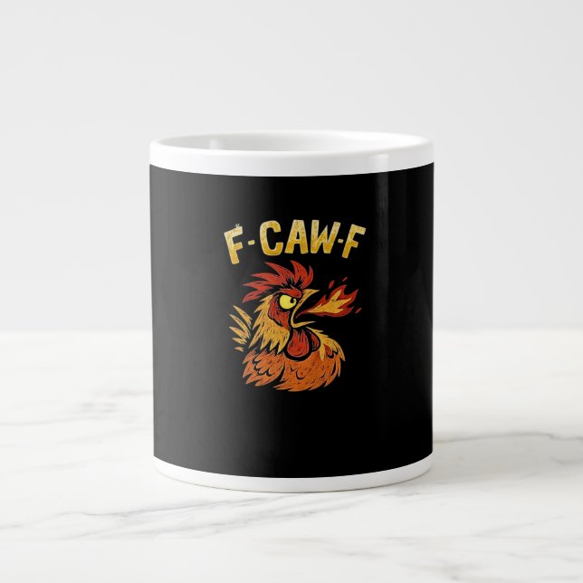 Caneca De Café Grande F-Caw-F-Frango Clássico Minimal Limpo (Frente)