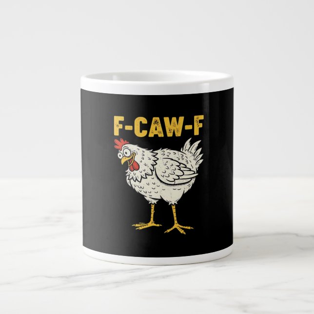 Caneca De Café Grande F-Caw-F Frango Clássico Retro Legal (Frente)