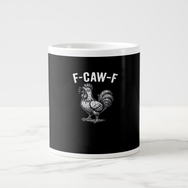 Caneca De Café Grande F-Caw-F Frango Gráfico Retro (Frente)