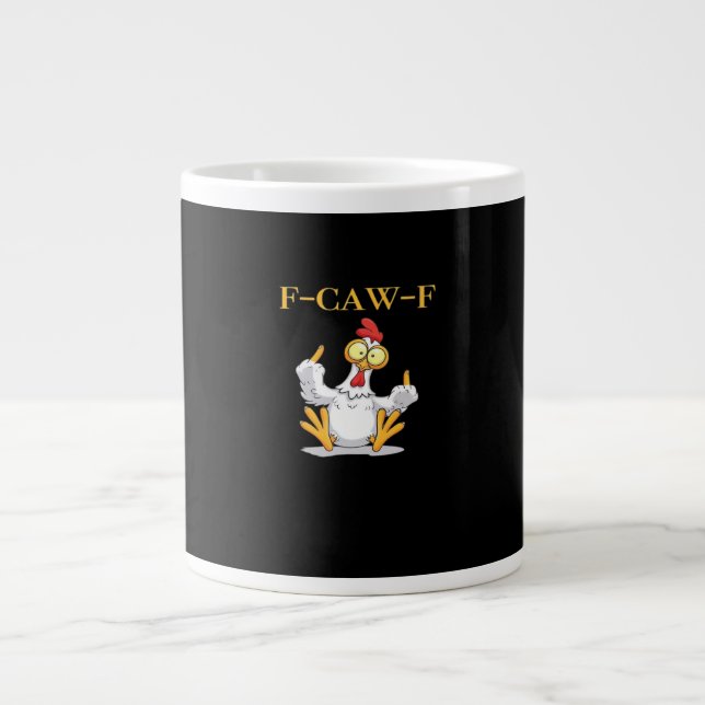 Caneca De Café Grande F-Caw-F Funny Chicken Retro Classic (Frente)