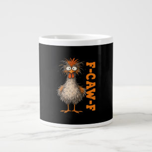 Caneca De Café Grande F-Caw-F-Galinha Ansiosamente Colorido Galo Engraça