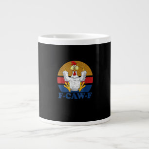 Caneca De Café Grande F-Caw-F Galinha Engraçada Virando o Dedo do Meio V