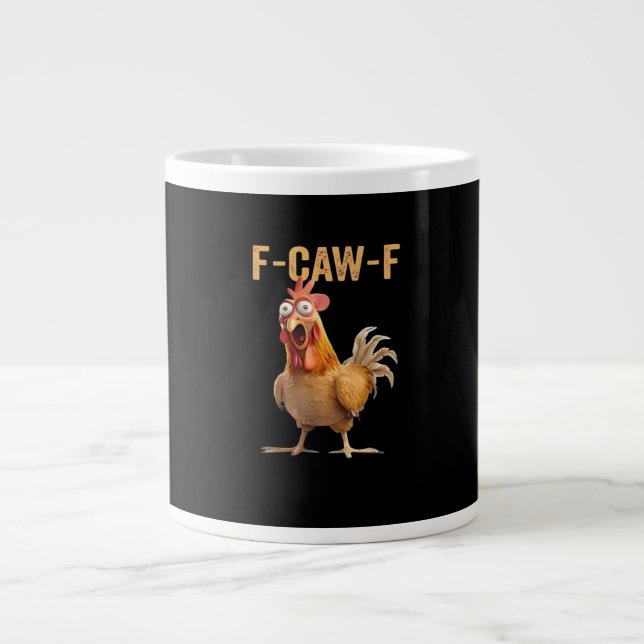 Caneca De Café Grande F Caw F Humor de Frango Galo Meme Clássico (Frente)