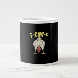 Caneca De Café Grande F-Caw-F Humor Engraçado de Frango Citação F-Caw-F 
