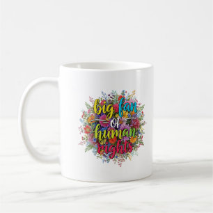 Caneca De Café Grande Fã do Design Floral dos Direitos Humanos