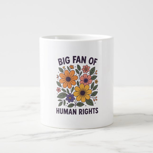 Caneca de Café Grande Fã dos Direitos Humanos (Frente)