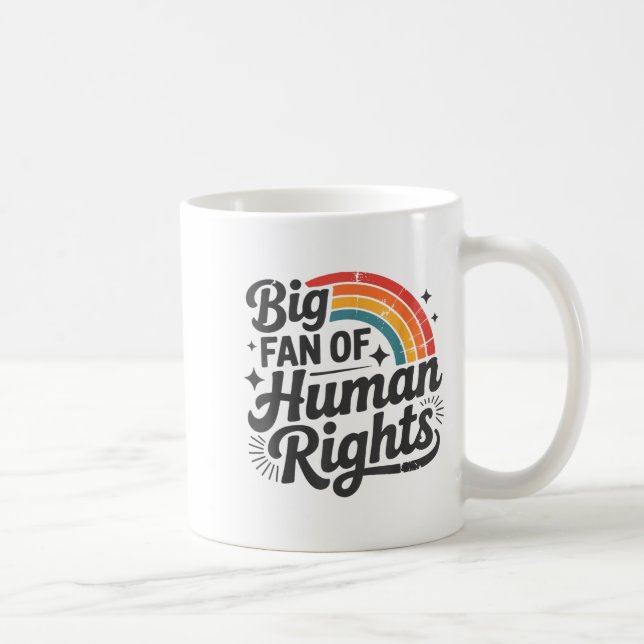 Caneca De Café Grande Fã dos Direitos Humanos Camiseta Retro Arco (Direita)