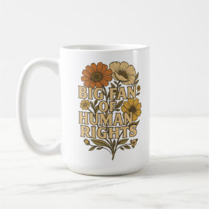Caneca De Café Grande Fã dos Direitos Humanos – Declaração Floral