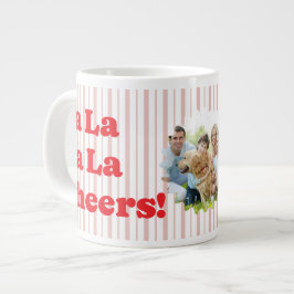 Caneca De Café Grande Fa La La Cheers Christmas Party Striped