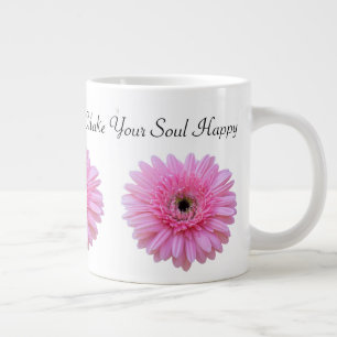 Caneca De Café Grande Faça sua alma feliz rosa Gerbera Daisy