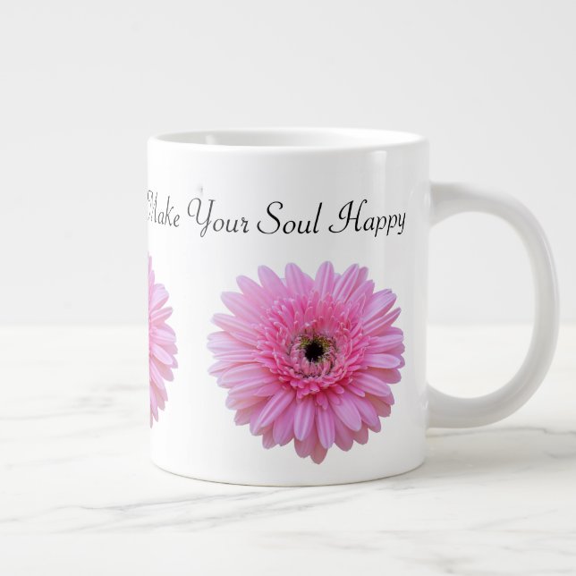 Caneca De Café Grande Faça sua alma feliz rosa Gerbera Daisy (Direita)