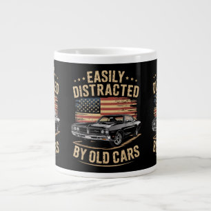 Caneca De Café Grande Facilmente Distraído por Carros Antigos Cara de Ca