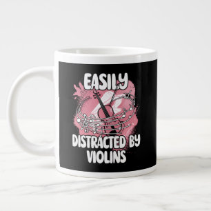 Caneca De Café Grande Facilmente Distraído Por Violinos