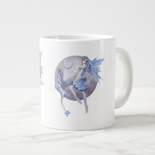 Caneca De Café Grande Fadas da Lua Azul e Roxo Periwinkle