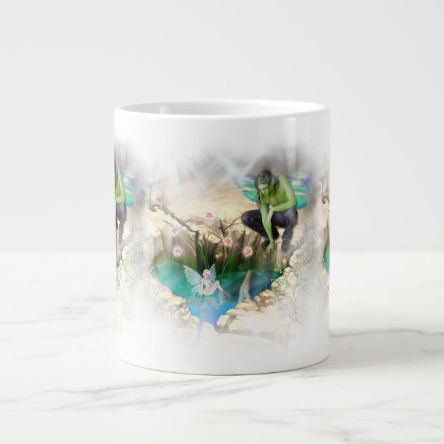 Caneca De Café Grande Faerie em Elven Pond Vignette (Frente)