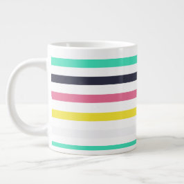 Caneca De Café Grande Faixa Horizontal Colorida