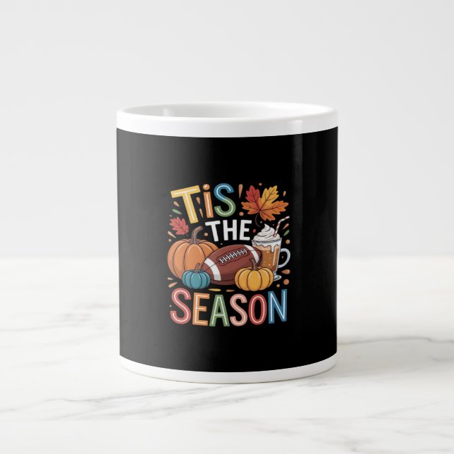 Caneca De Café Grande Fall Football Autumn Pumpkin Coffee (Frente)