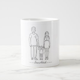 Caneca De Café Grande Família Personalizada de Arte Personalizada de Lin