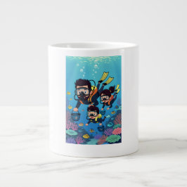 Caneca De Café Grande Family Scuba Diving Fun