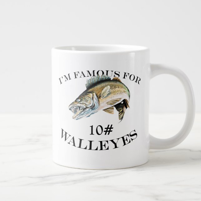 Caneca De Café Grande Famosos para Walleyes de 10 LB personalizados (Direita)