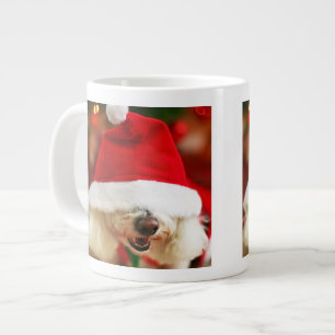 Caneca De Café Grande Fantasia de Papais noeis de vestida de Bichon Fris