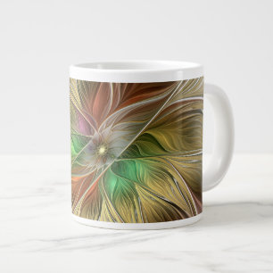 Caneca De Café Grande Fantasia Floral com o Dourado Abstrato moderno Fra