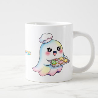 Caneca De Café Grande Fantasma Kawaii Chef Com Biscoitos De Natal