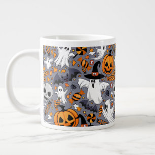Caneca De Café Grande Fantasmas Spooky e Monstros Cute Assustadores