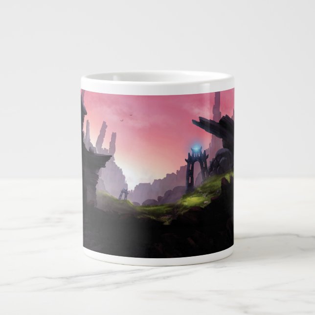 Caneca De Café Grande Fantasy Landscape Concept Art Mug (Frente)