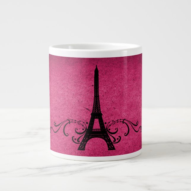 Caneca De Café Grande Farinha de França, cor-de-rosa, (Frente)