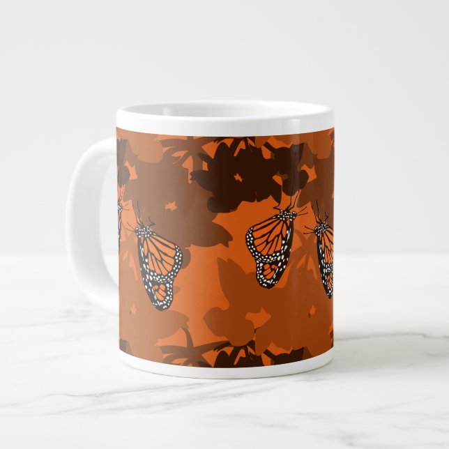 Caneca De Café Grande Farinha de laranja escuro Comendo borboleta Monarc (Frente Esquerda)