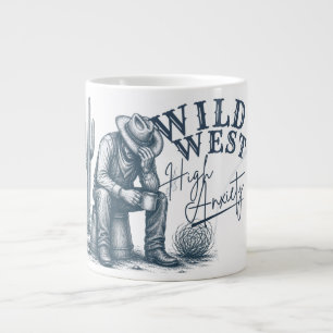 Caneca De Café Grande Faroeste de Alta Ansiedade Design Western Engraç