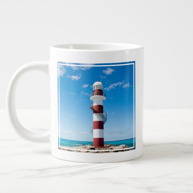 Caneca De Café Grande Faróis | Cancun Quintana Roo México (Esquerda)