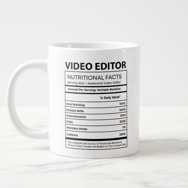 Caneca De Café Grande Fato nutricional | Editores de vídeo (Esquerda)