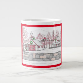 Caneca De Café Grande Fazenda de Natal Jumbo Mug com Vermelho