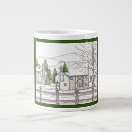 Caneca De Café Grande Fazenda de pedra Jumbo Mug com verde escuro