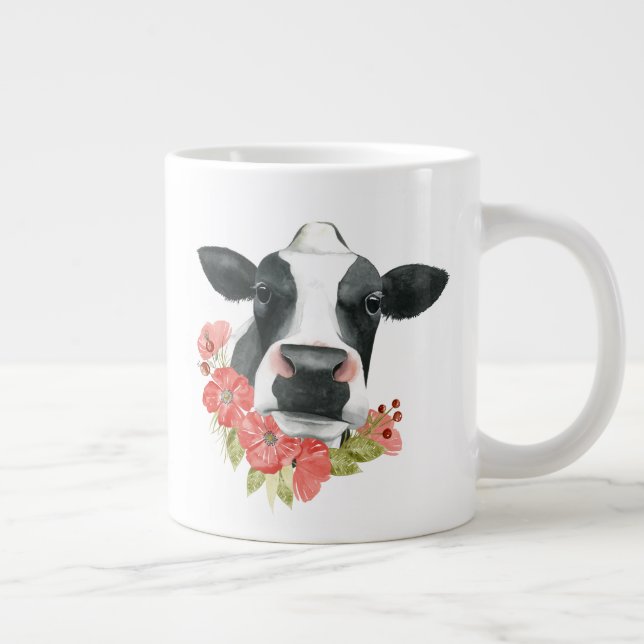 Caneca De Café Grande Fazenda - Vaca com Flores (Direita)