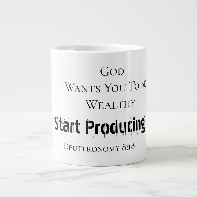 Caneca De Café Grande Fé Moderna e Negrita "Deus quer que você seja rico (Frente)