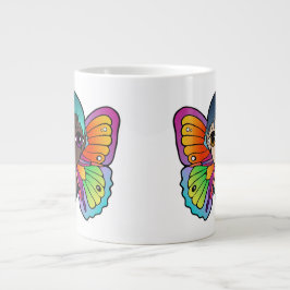 Caneca De Café Grande Feche a mulher com borboletas especiais