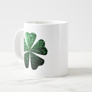 Caneca De Café Grande Fechos de Shamrock brilhando verde-escuro